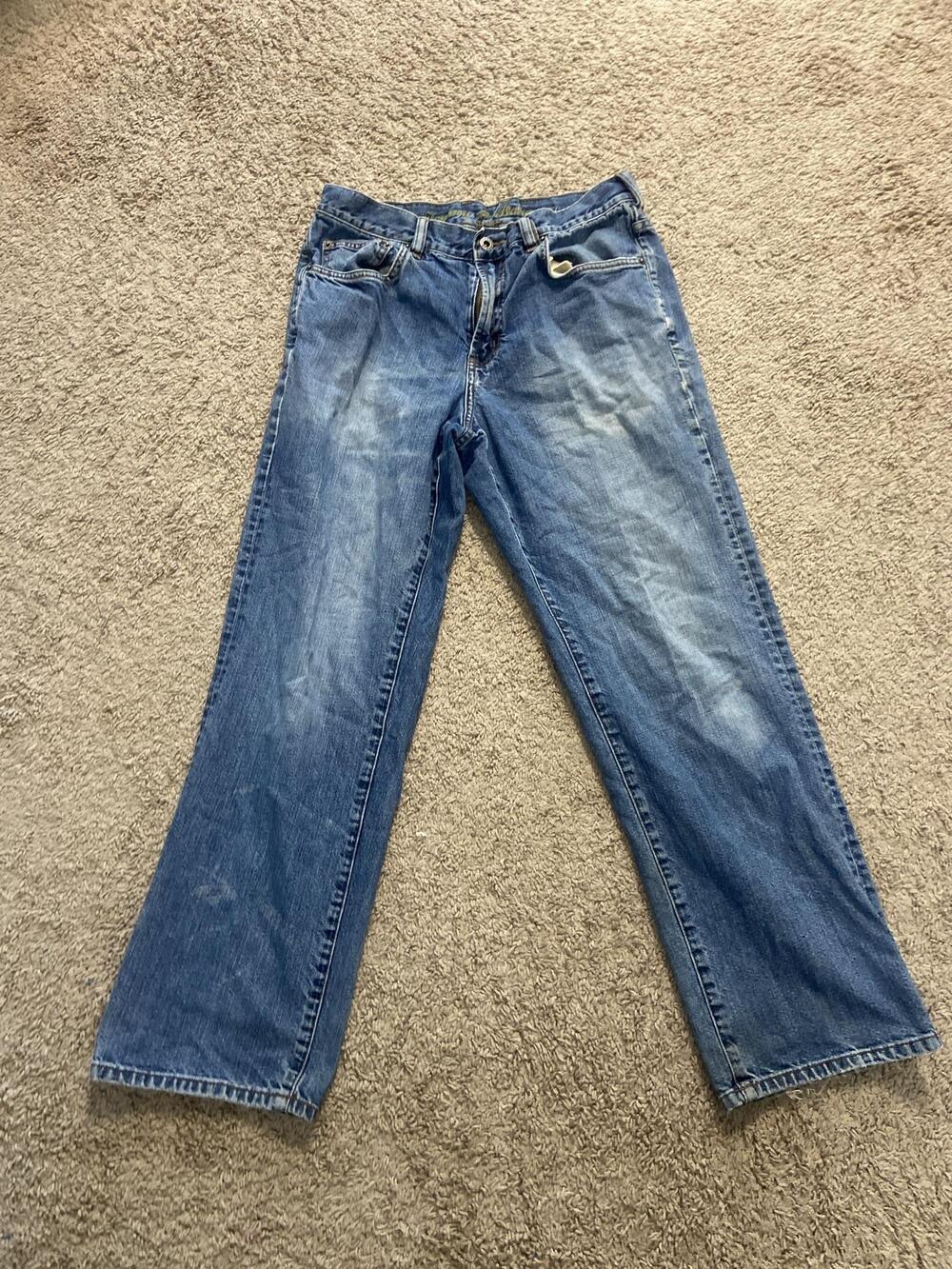 Tommy Bahama Jeans Mens 34x30 Blue Med Wash Classic Straight Denim Distressed